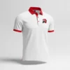 white polo shirt front with custom logo