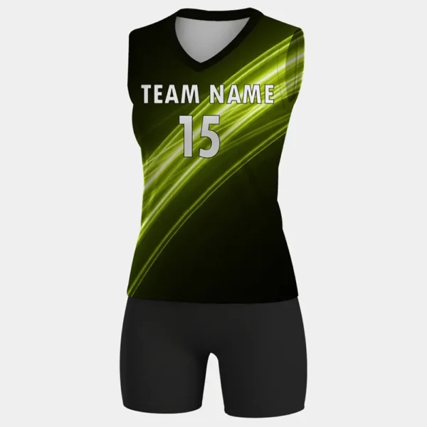women's black volleyball uniform front
