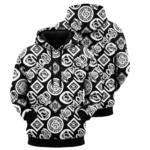 black sublimated hoodie front and back