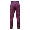 Back view of baseball pants with a distressed red and blue vertical stripe design.