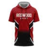red and black short sleeves sublimated pullover hoodie front