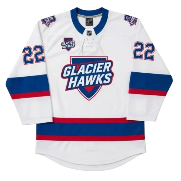 Sublimated glacier hawks hockey jersey front