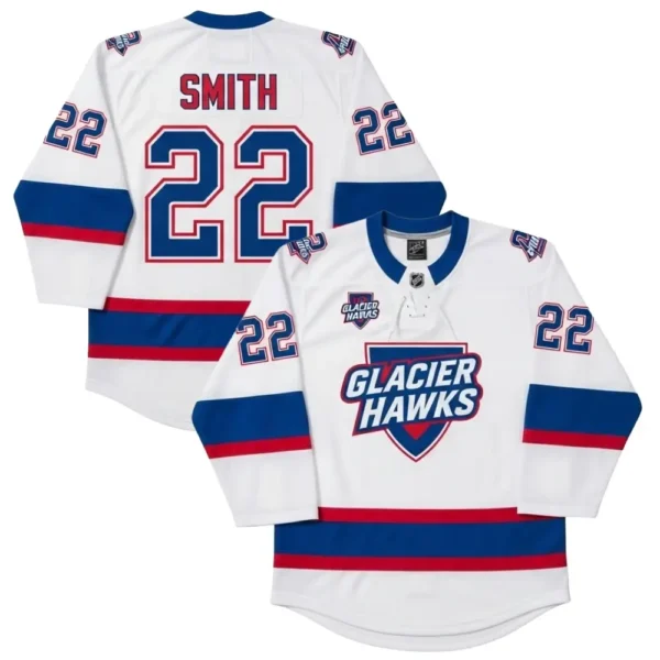 Sublimated glacier hawks hockey jersey front back