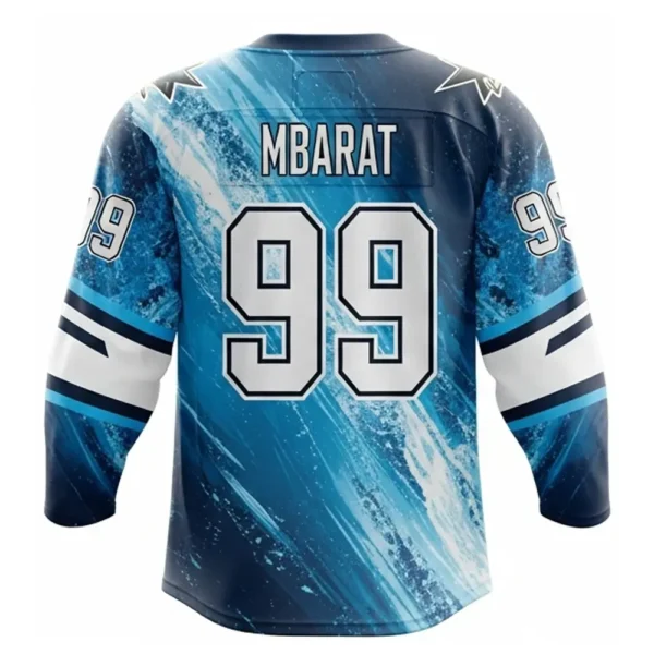 Sublimated Ice sharks hockey jersey back with player name and number