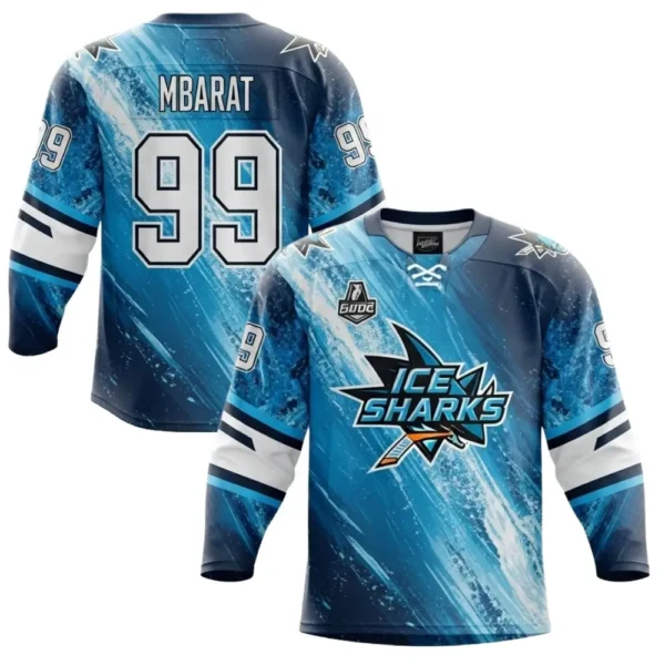 Sublimated Ice sharks hockey jersey front back