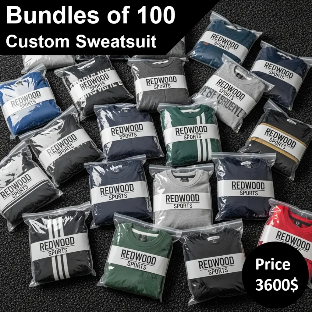 Bundle of 100 custom sweatsuits in discounted price