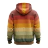 Rear of the hoodie, displaying the full-coverage horizontal retro stripe pattern with a distressed, cracked texture.