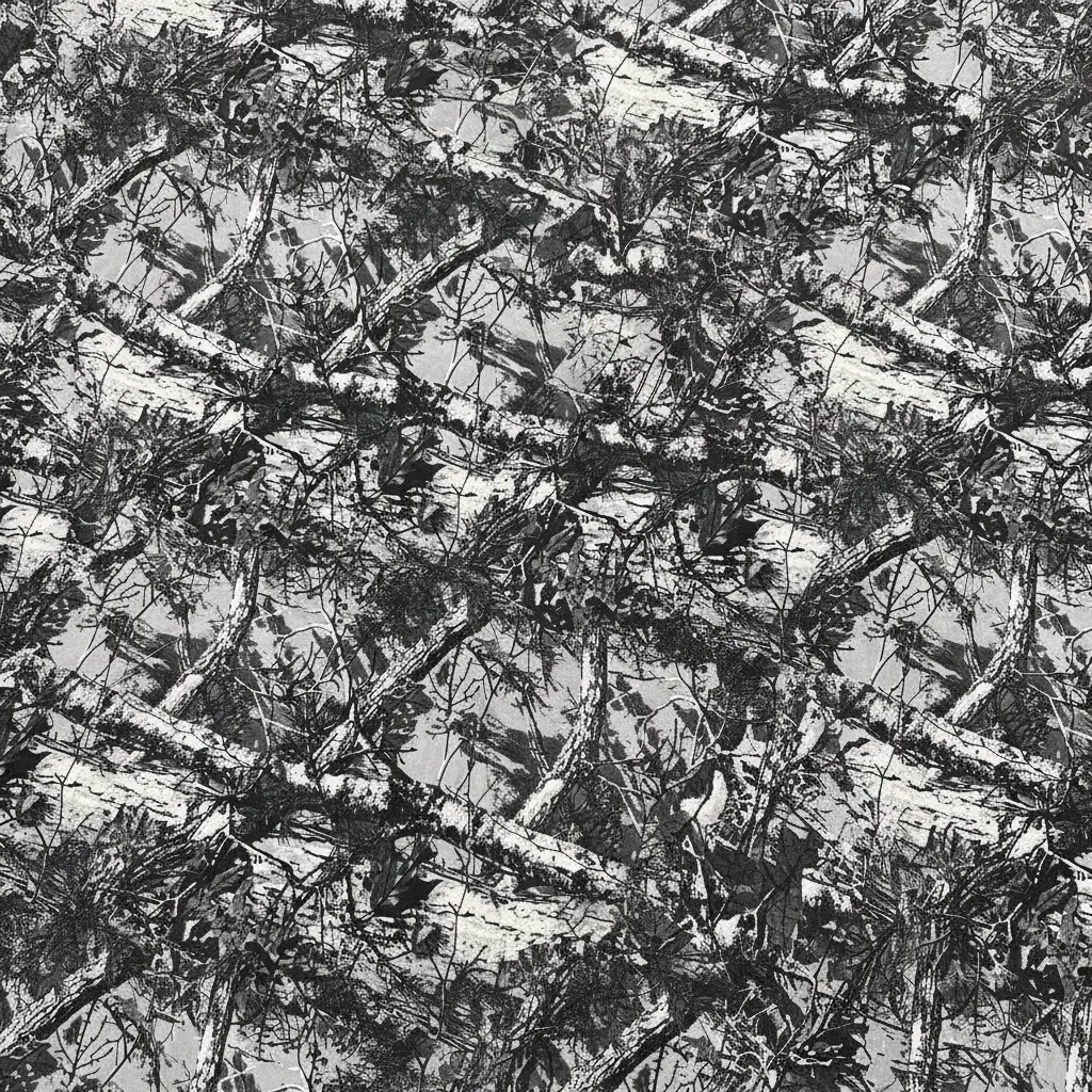 Black and white leaf and branches camo