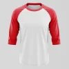 Blank contrast sleeve raglan baseball jersey front.