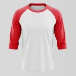 Blank contrast sleeve raglan baseball jersey front.