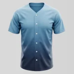 Blank ombre full button baseball jersey front.
