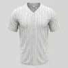 Blank pinstripe full button baseball jersey front.