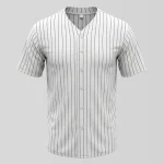 Blank pinstripe full button baseball jersey front.