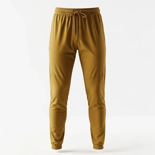 Mustard articulated kneed track pants.