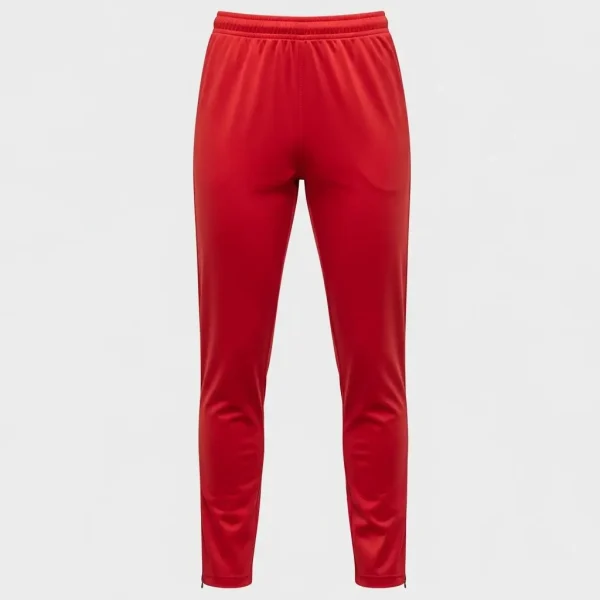 Red straight legs track pants.