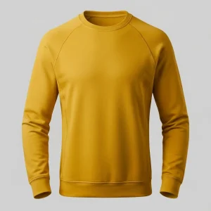 Yellow slim and athletic blank sweatshirt front.