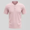 Blank two button pink baseball jersey front.