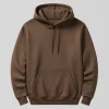 Unisex brown blank hoodie front view.