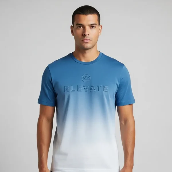 Blue, white ombre embossed t-shirt.