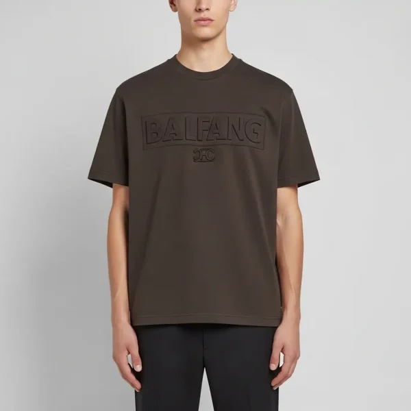 Brown monochrome embossed t-shirt.