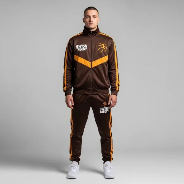 Brown swish theory custom basketball tracksuit