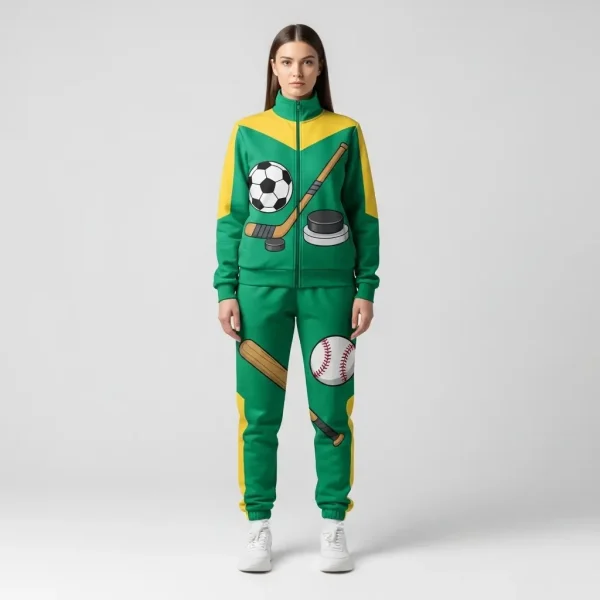 Green and yellow custom sports tracksuit