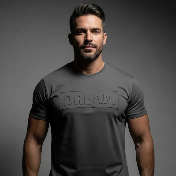 Men gray embossed t-shirt