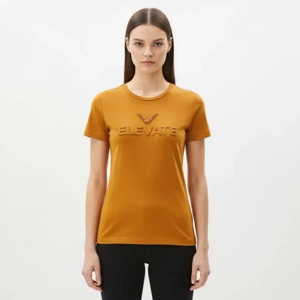 Mustard slim fit embossed shirt.