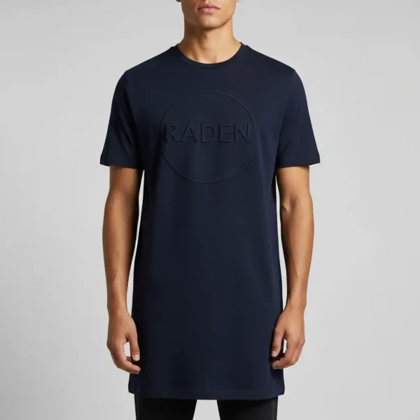 Navy blue tunic embossed t-shirt.