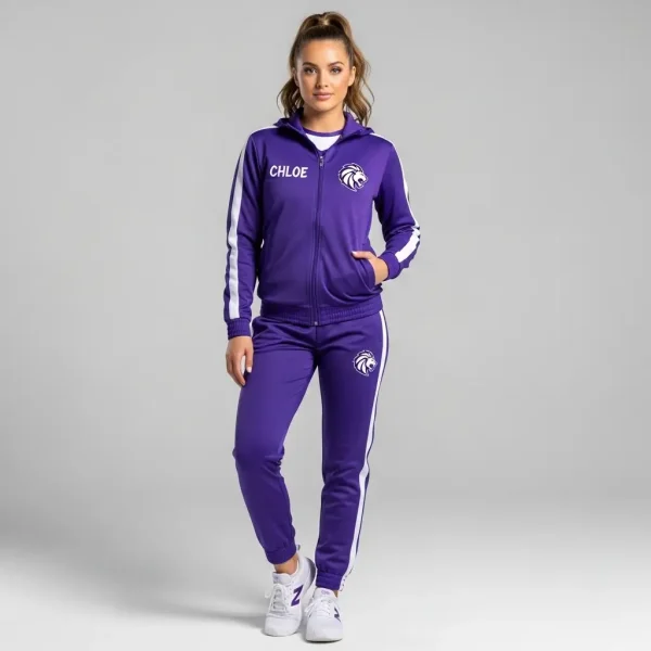 Custom purple cheer warmup tracksuit