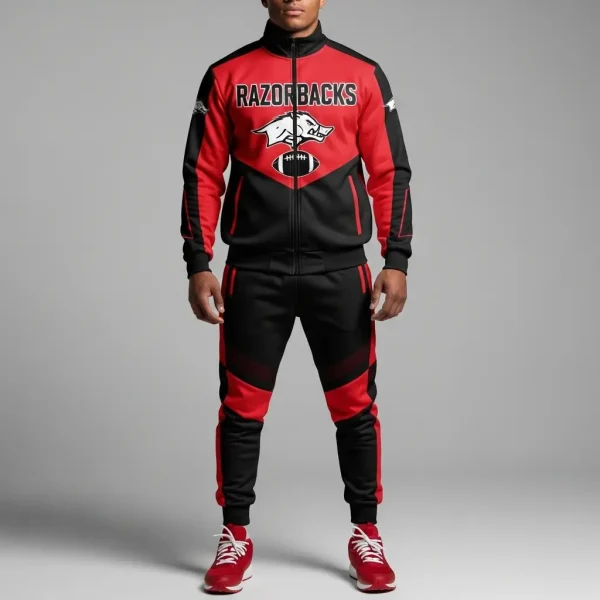 Red and black custom football tracksuit