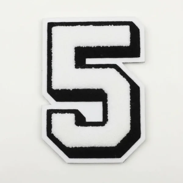 A 3D "5" chenille number patch.