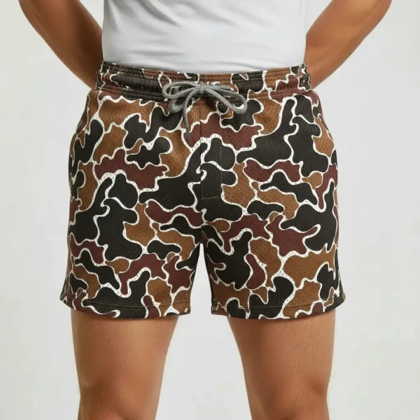 5 inches inseam duck hunter camo mesh shorts.