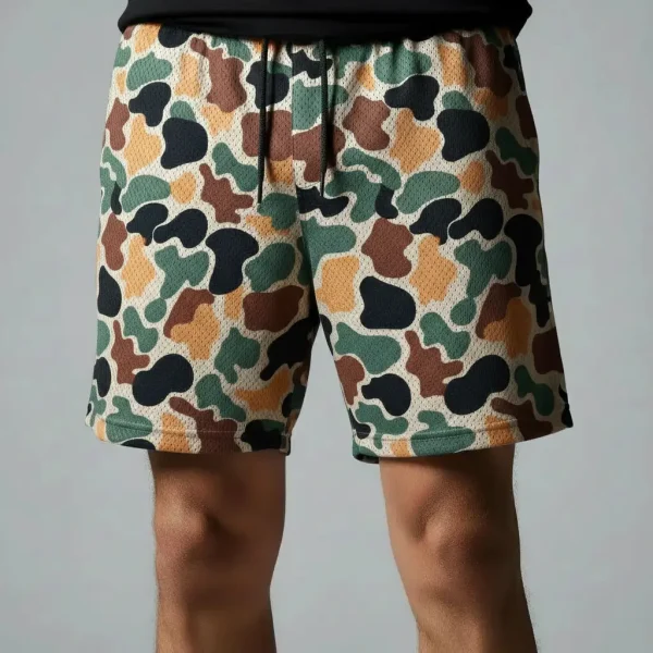 7 inches inseam duck camo mesh shorts.