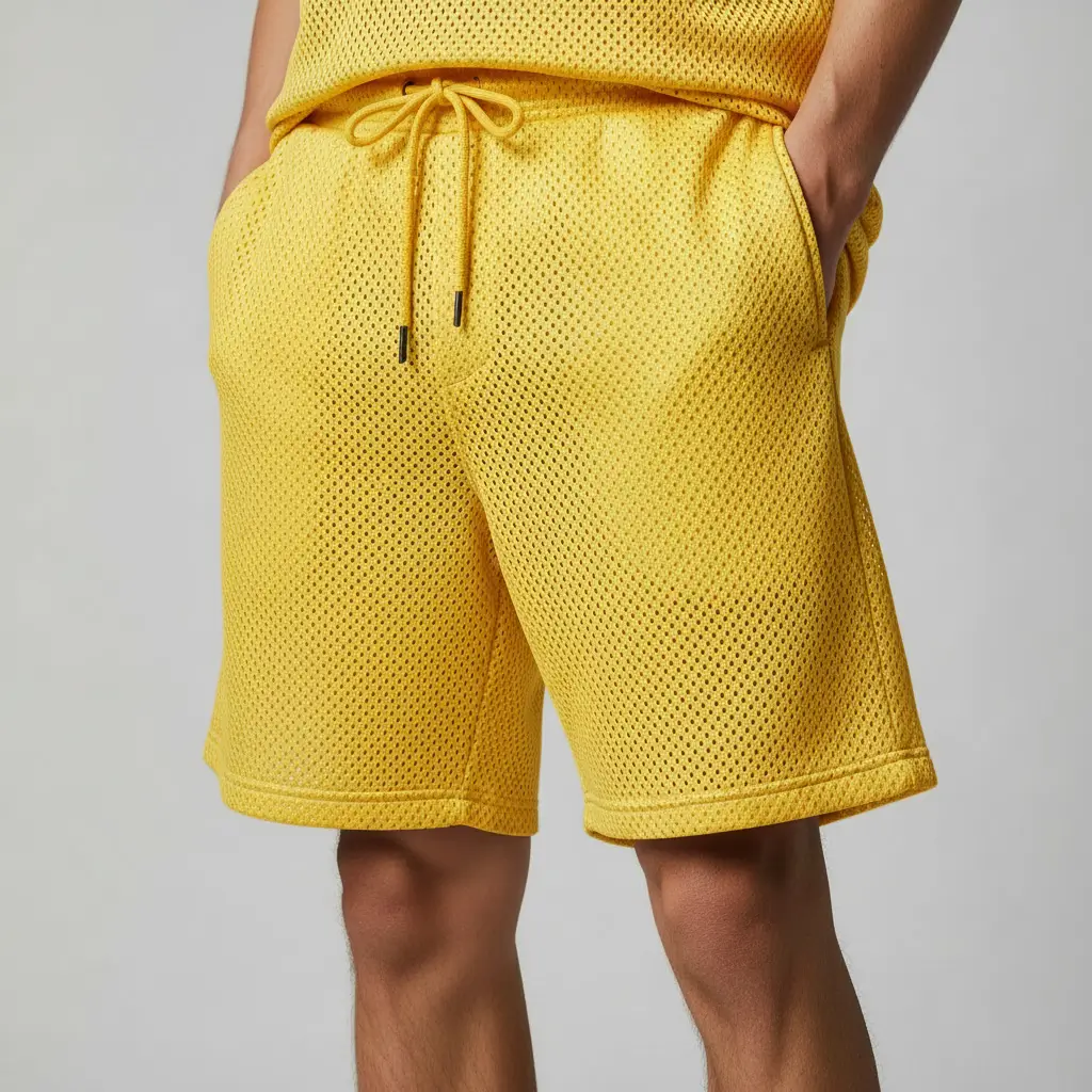 9 yellow inches inseam sweat shorts.