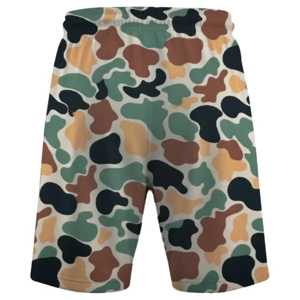 Duck camo mesh shorts back.