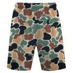 Duck camo mesh shorts front.