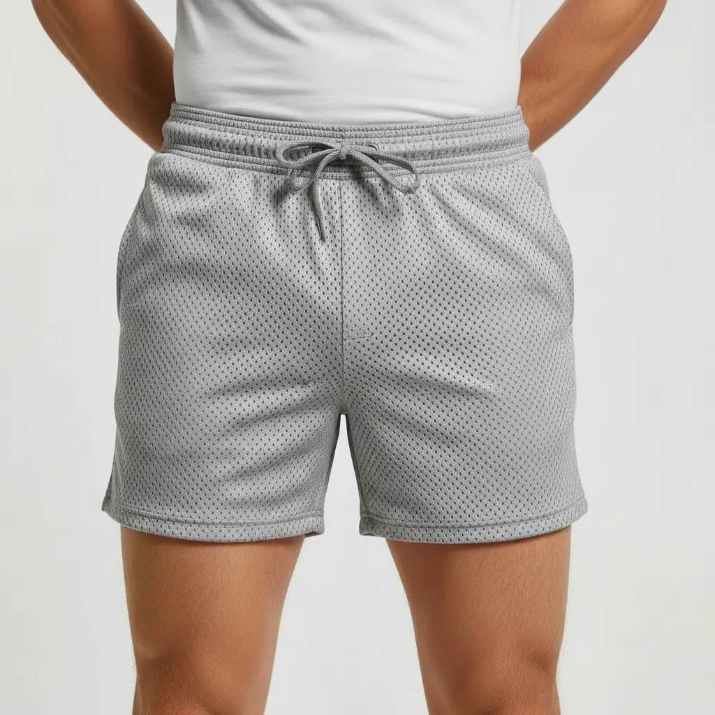 A gray 5 inches inseam sweat shorts.