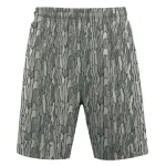 Gray tree bark camo mesh shorts front.