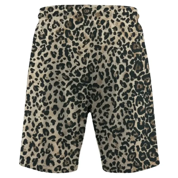 Leopard print mesh shorts back.