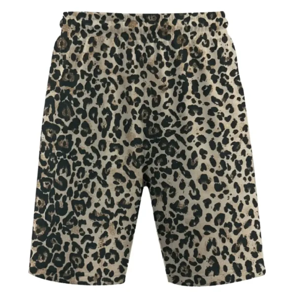 Leopard print mesh shorts front.