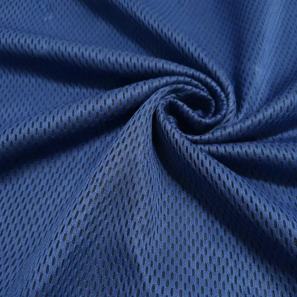 Navy blue double mesh fabric.