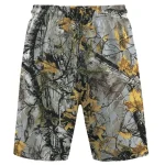 Old timber camo mesh shorts front.