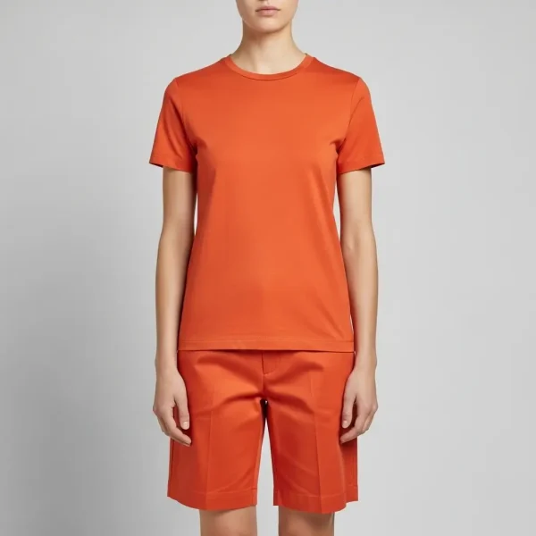 Orange tailored fit shorts set.