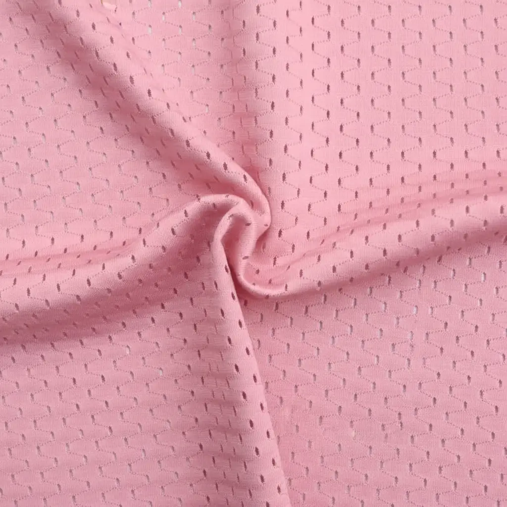 Pink pin hole mesh fabric.