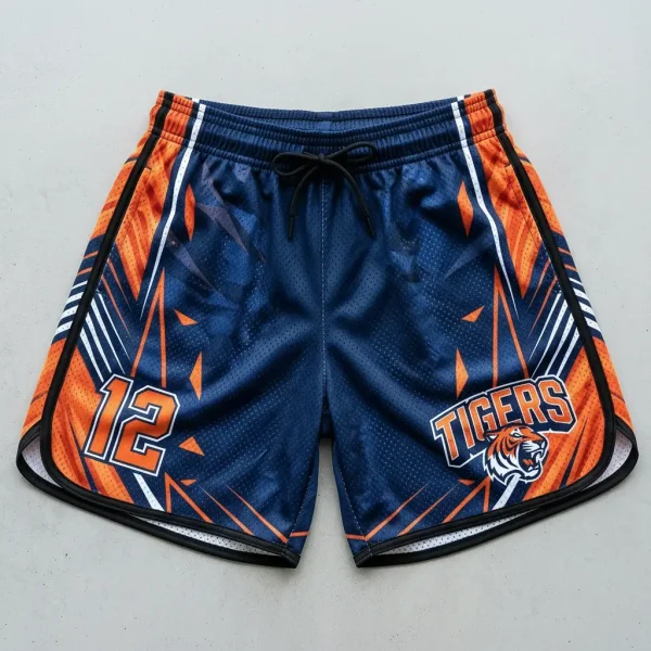 Lightweight sports custom mesh shorts featuring an all-over sublimated graphic design.