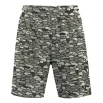 Tree bark camo mesh shorts front.