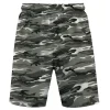 Urban camo mesh shorts front.