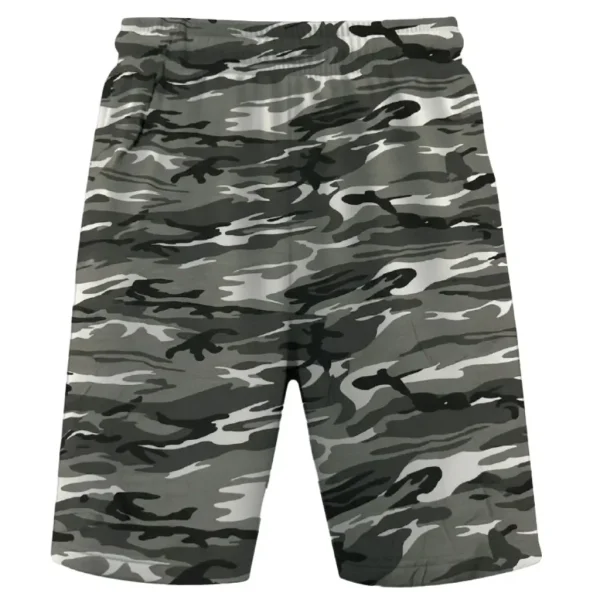 Urban camo mesh shorts front.