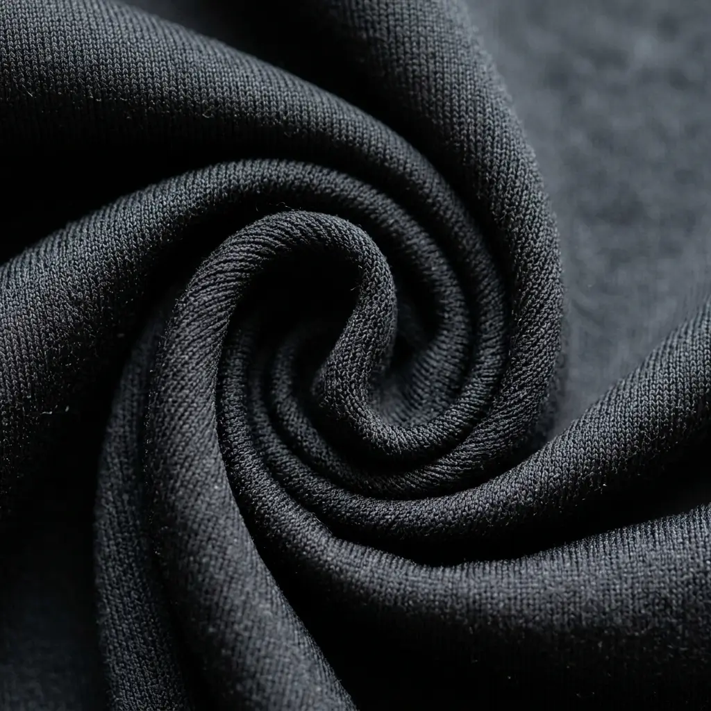 Black polyester spandex fabric.